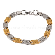 304 Stainless Steel Mariner Link Chain Bracelets, with 201 Stainless Steeel Findings, Golden & Stainless Steel Color, 9 inch(22.7cm)(BJEW-B078-59GP)