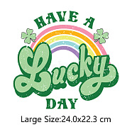 Saint Patrick's Day Theme PET Sublimation Stickers, Heat Transfer Film, Iron on Vinyls, for Clothes Decoration, Rainbow, 223x240mm(PW-WG11031-06)