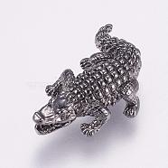 Brass Beads, Crocodile/Alligator, Gunmetal, 24x17x6mm, Hole: 1.5mm(KK-P116-19B)