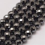 Grade AA Magnetic Synthetic Hematite Bead Strands, Faceted, Round, 6mm, Hole: 1.5mm, about 73pcs/strand, 16 inch(G-P258-10-6mm)