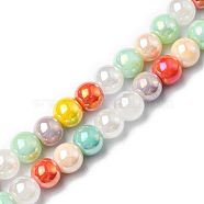 Electroplate Glass Beads Strands, AB Color Plated, Round, Colorful, 5.5x6mm, Hole: 1.2mm, about 70pcs/strand, 15.35''(39cm)(EGLA-D018-01)