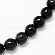Grade AA Natural Obsidian Round Beads Strands, 6mm, Hole: 1mm, about 65pcs/strand, 15.7 inch(G-L275-03-6mm)