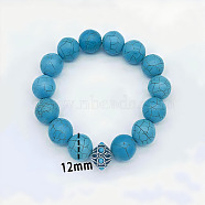 Natural Turquoise Round Beaded Stretch Bracelet(XU8042-2)