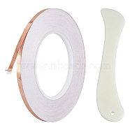 Copper Foil Tapes with Adhesive Back, with Conductive Adhesive Single-guided Copper Tapes, Shielding Tapes, Heat-resistant, with 1Pc ABS Plastic Letter Opener Knife Tools, PeachPuff, 6x0.1mm, about 54.68 Yards(50m)/Roll(TOOL-DC0001-10B)