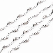 201 Stainless Steel Moon & Oval Link Chains, Soldered, Stainless Steel Color, 10x4x2mm, about 3.28 Feet(1m)/Strand(STAS-N092-112)