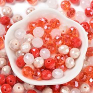 Glass Beads, Faceted, Rondelle, Tomato, 10x8mm, Hole: 1mm, about 67pcs/60g(EGLA-A034-SM10mm-27)