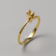 Aluminium Alloy Finger Rings Components, 4 Prong Ring Settings, Golden, US Size 9 1/2(19.3mm)(FIND-WH0111-275A-G)