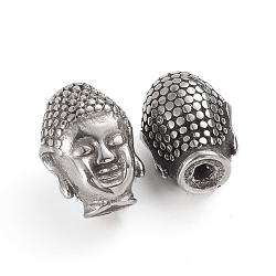 Buddhist 316 Surgical Stainless Steel Beads, Buddha Head, Antique Silver, 13.5x10x9.5mm, Hole: 1.8mm(X-STAS-G222-02AS)