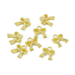 Rack Plating Alloy Pendants,  Bowknot Charm, Light Gold, 11x10x2.5mm, Hole: 1.6mm(PALLOY-I216-04LG)