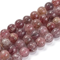 Natural Strawberry Quartz Beads Strands, Round, 9mm, Hole: 1mm, about 44pcs/strand, 15.7 inch(40cm)(G-J373-16-9mm)