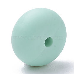 Food Grade Eco-Friendly Silicone Beads, Chewing Beads For Teethers, DIY Nursing Necklaces Making, Rondelle, Pale Turquoise, 14x8mm, Hole: 3mm(SIL-Q001B-38)