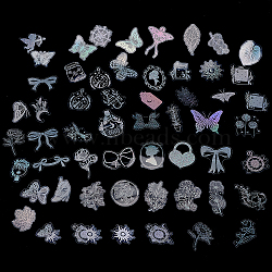 PET Waterproof Laser Stickers Sets, Bowknot Floral Animal Moon Butterfly Bottle Adhesive Decals for DIY Scrapbooking, Photo Album Decoration, Mixed Patterns, 15.5~77x21~75x0.1mm, about 400pcs/set(DIY-CP0008-48)