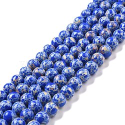 Synthetic Imperial Jasper Beads Strands, Dyed, Round, Blue, 8mm, Hole: 1.2~1.4mm, about 48pcs/strand, 14.96''(38cm)(G-E568-01B-03)
