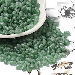 Transparent Colours Glass Round Beads, Round Hole, Rice, Green, 5.5~6x3.5~4mm, Hole: 0.8mm, about 4500pcs/500g(SEED-F006-03A-02)