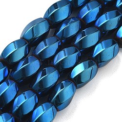 Electroplated Synthetic Magnetic Hematite Beads Strands, Long-Lasting Plated, Twist, Blue Plated, 8x5.5mm, Hole: 1mm, about 49pcs/strand, 16.06''(40.8cm)(G-P545-G01-02E)