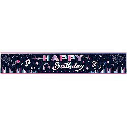 Polyester Hanging Banners Children Birthday, Birthday Party Idea Sign Supplies, Happy Birthday, Pink, 300x50cm(AJEW-WH0190-024)