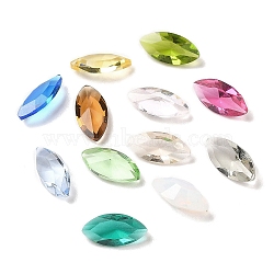 Pointed Back Glass Rhinestone Cabochons, Faceted, Horse Eye, Mixed Color, 10x5x3~3.5mm(GLAA-B012-51A)