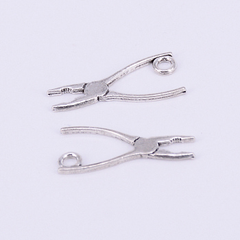 Alloy Pendants, Handmade Pliers, Antique Silver, 23.5x10.5x1.5mm, Hole: 2mm