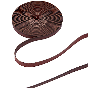 Flat Leather Jewelry Cord, Jewelry DIY Making Material, Coconut Brown, 10x1.4mm, about 5.47 Yards(5m)/Roll