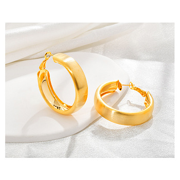 Brass Ring Hoop Earrings for Women, Real 22K Gold Plated, 44x10mm