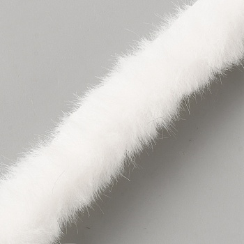Artificial Wool Strips Garment Decotations, White, 30mm