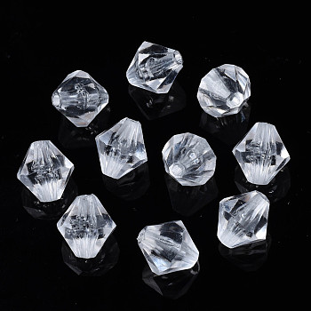 Transparent Acrylic Beads, Faceted, Bicone, Clear, 9.5x10mm, Hole: 1.6mm, about 1550pcs/500g