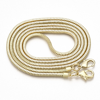 Bag Strap Chains, Wallet Chains, Brass Snake Chains, with Lobster Claw Clasps, Light Gold, 114.5x0.32x0.32cm