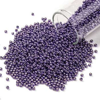 TOHO Round Seed Beads, Japanese Seed Beads, Frosted, (567F) Purple Galvanized Matte, 11/0, 2.2mm, Hole: 0.8mm, about 5555pcs/50g