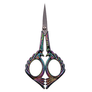 Stainless Steel Phoenix Scissors, Alloy Handle, Embroidery Scissors, Sewing Scissors, Rainbow Color, 12.6cm