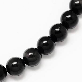 Grade AA Natural Obsidian Round Beads Strands, 6mm, Hole: 1mm, about 65pcs/strand, 15.7 inch