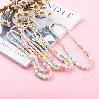 Colliers ronds de perles graduées en acrylique pour enfants(NJEW-JN03433)-6