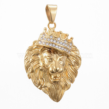 Golden Lion Stainless Steel+Rhinestone Big Pendants