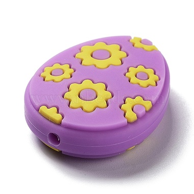 Easter Egg with Flower Silicone Beads(SIL-R014-06C)-2
