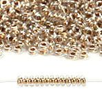 TOHO 6/0 Demi Round Beads, Japanese Seed Beads, (989) Gilt Lined Crystal, 4x1.9mm, Hole: 1.5mm, about 13500pcs/pound(450g)(SEED-DR06-0989)