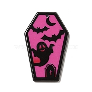 Halloween Acrylic Pendants, Polygon, Ghost, 42x26.5x2.5mm, Hole: 1.5mm(MACR-C030-01E)