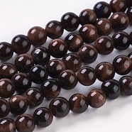 Natural Red Tiger Eye Beads Strands, Round, Dyed & Heated, 4mm, Hole: 0.8mm, about 45pcs/strand, 8 inch(G-C076-4mm-1D)