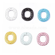 Acrylic Pendants, with Rhinestone, Oval, Mixed Color, 41x36x4mm, Hole: 1.5mm(RB-S057-25-M)