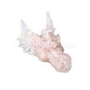 Dragon Resin with Natural Rose Quartz Chips Inside Display Decorations, Figurine Home Decoration, 60x90x40mm(PW-WG37610-04)