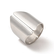 304 Stainless Steel Wide Open Cuff Ring for Men Women, Stainless Steel Color, Inner Diameter: 19mm(RJEW-P081-03P)