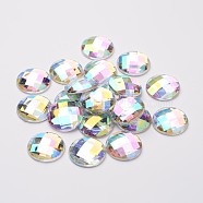 Imitation Taiwan Acrylic Rhinestone Flat Back Cabochons, Faceted, Half Round/Dome, Mixed Color, 18x5mm, 200pcs/bag(GACR-D002-18mm-17)