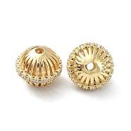 Rack Plating Brass with Clear Cubic Zirconia Beads, Planet, Real 18K Gold Plated, 9x10x10mm, Hole: 1.5mm(KK-B072-34G)