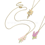 3Pcs 3 Style Alloy Enamel Flower Pendant Necklaces Set with 304 Stainless Steel Chains, Mixed Color, 15.94~16.14 inch(40.5~41cm), 1Pc/style(NJEW-JN04413)