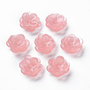 Plastic Beads, Flower, Light Coral, 13x13x5.5~6.5mm, Hole: 1~1.4mm(KY-N015-70-02)