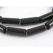 Natural Black Onyx Beads Strands, Tube, Dyed & Heated, bead: 6mmx16mm, hole: 1mm, 25pcs/strand, 15 inch(X-G134)