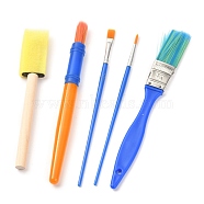 Plastic Paint Brushes Pens Sets, with Aluminium Tube, Nylon Wool, Wood, Sponge, For Watercolor Oil Painting, Mixed Color, 14.7~18x0.5~2.4x0.5~0.95cm, 5pcs/set(TOOL-F014-04)
