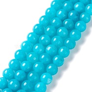 Natural White Jade Imitation Amazonite Beads Strands, Round, Dyed, 8mm, Hole: 1mm, about 48pcs/strand, 15.16 inch(38.5cm)(G-I299-F04-8mm)