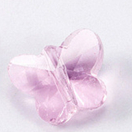 Transparent Glass Beads, Faceted Butterfly, Pink, 3/8 inch(10mm)(GLAA-WH0015-70B)