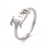 304 Stainless Steel Constellation Open Cuff Ring for Women, Leo, Inner Diameter: 18mm(RJEW-C035-01L-P)