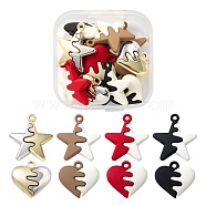 16Pcs 8 Style Spray Painted Alloy Pendants, Heart & Star, Mixed Color, 15~19.5x16~17x4mm, Hole: 1.4~1.6mm, 2pcs/style(FIND-LS0001-63)
