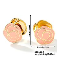 Vintage Brass Enamel Mountain Camellia Hoop Earrings, Women's Unique Minimalist Fashion Accessories, Pink, 14x13mm(AP2045-4)